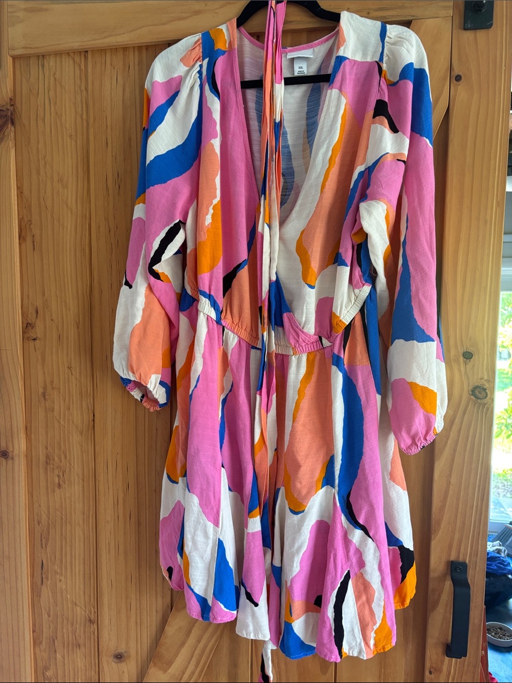 Ava & Viv Pink Multi Abstract Long-Sleeve dress
